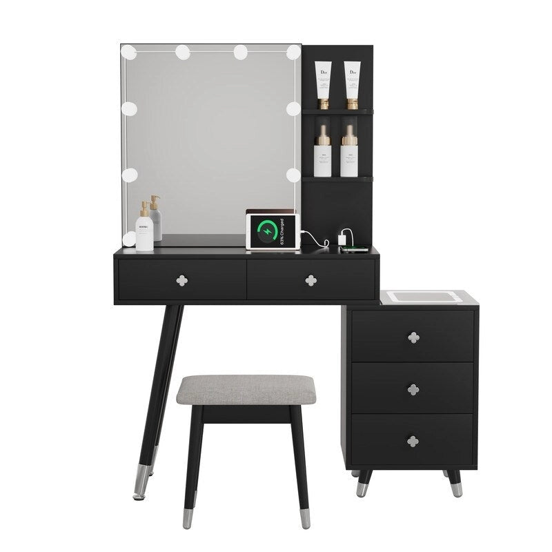 Coiffeuse 5 tiroirs avec prises électriques