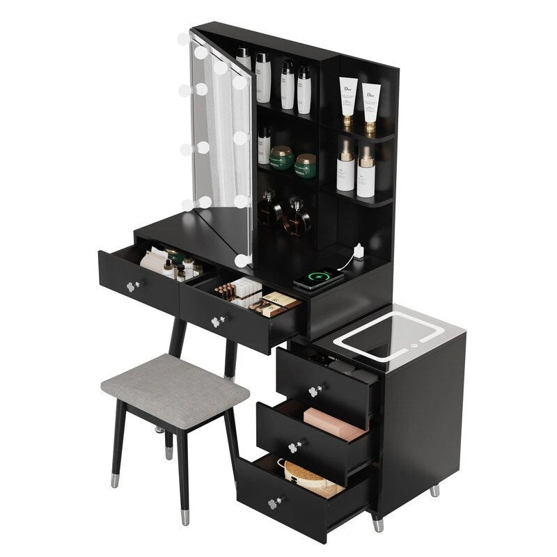 Coiffeuse 5 tiroirs avec prises électriques
