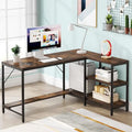 Bureau d'angle avec étagères de rangement, bureau d'angle avec huche, poste de travail pour bureau à domicile