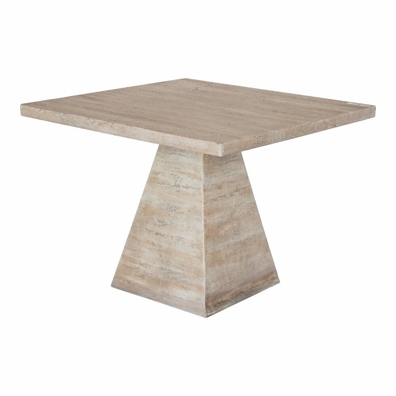 Table de salle à manger carrée en ciment avec pied central