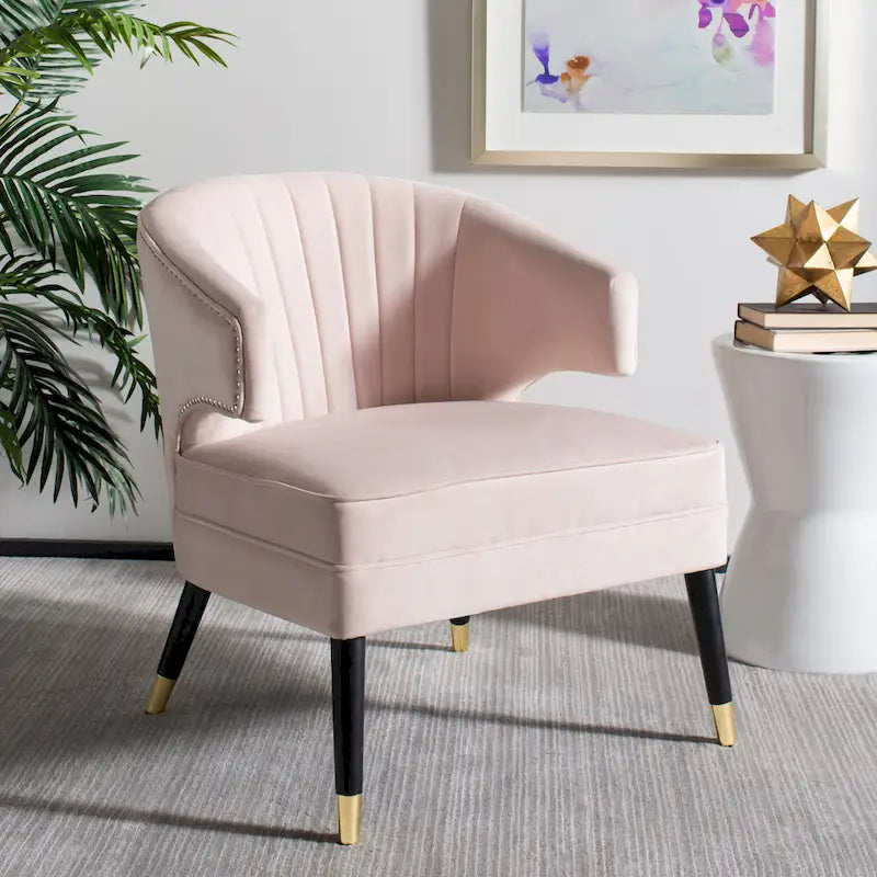 Fauteuil d'appoint en velours à oreilles - 26.8 x 28 x 31.9 - 27Lx28Px32H