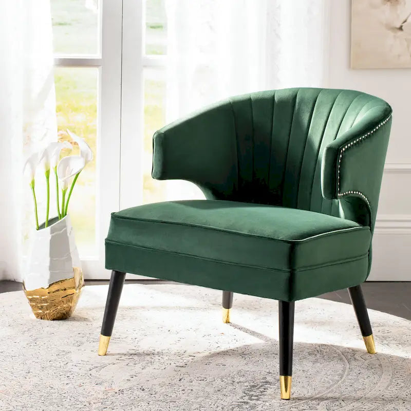 Fauteuil d'appoint en velours à oreilles - 26.8 x 28 x 31.9 - 27Lx28Px32H