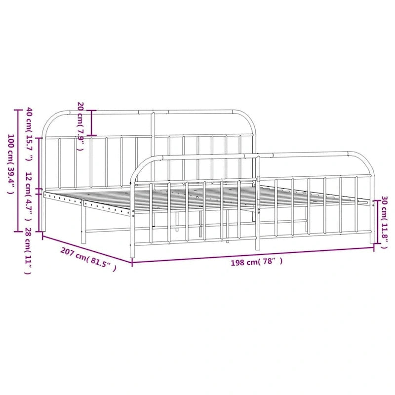 12 Inches Metal Bed Frame No Mattress
