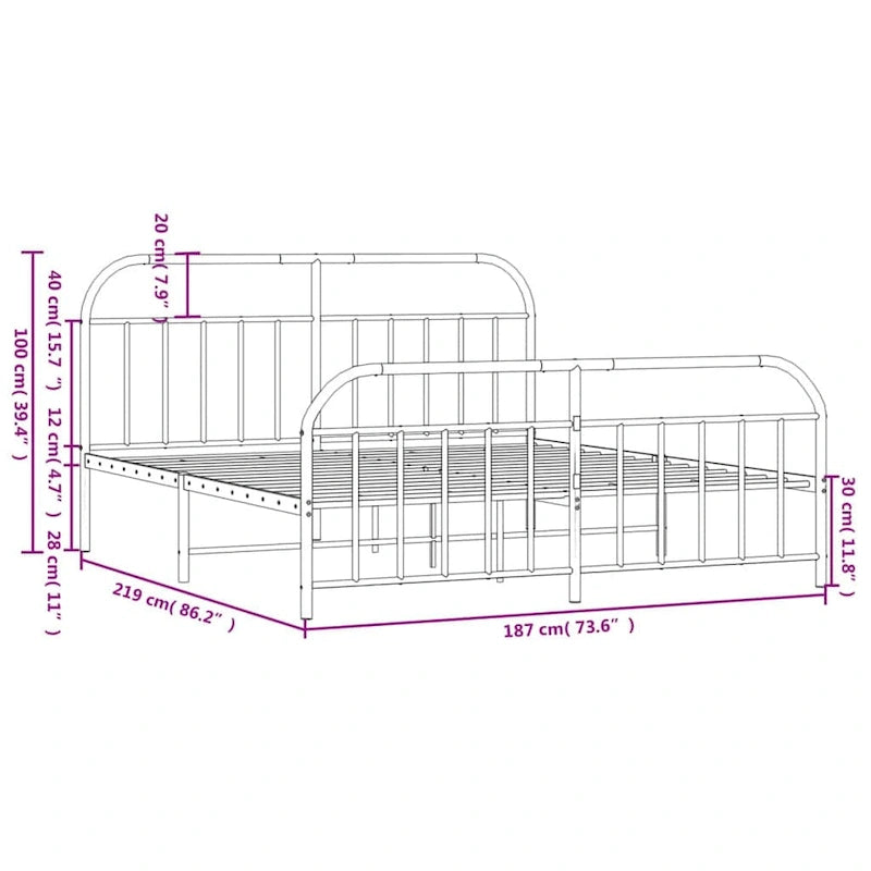 12 Inches Metal Bed Frame No Mattress
