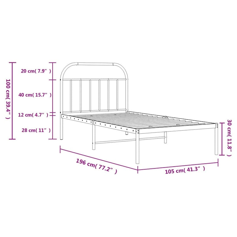 12 Inches Metal Bed Frame No Mattress