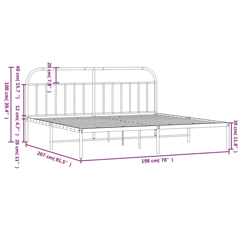 12 Inches Metal Bed Frame No Mattress