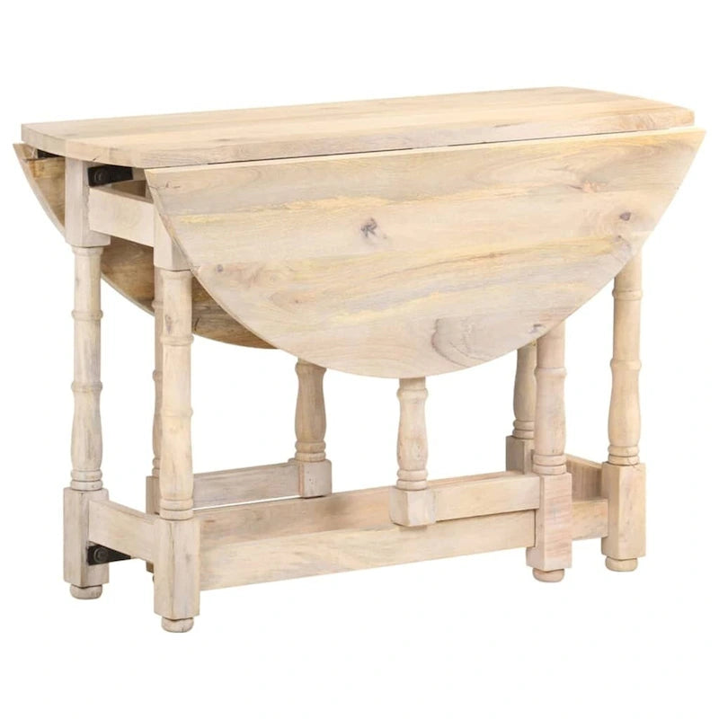 Table à manger ronde en manguier massif pour la cuisine et la salle à manger