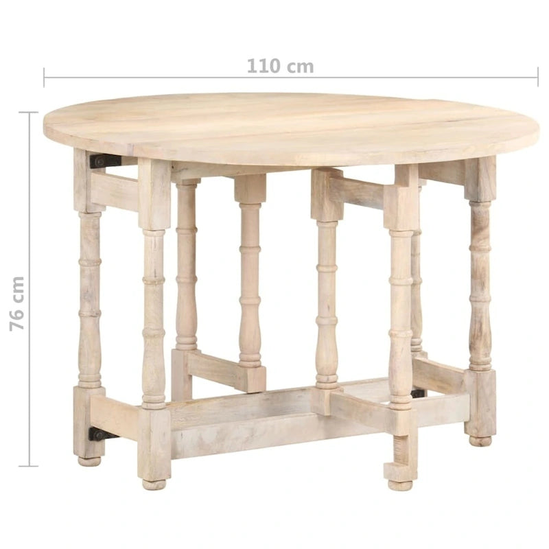 Table à manger ronde en manguier massif pour la cuisine et la salle à manger