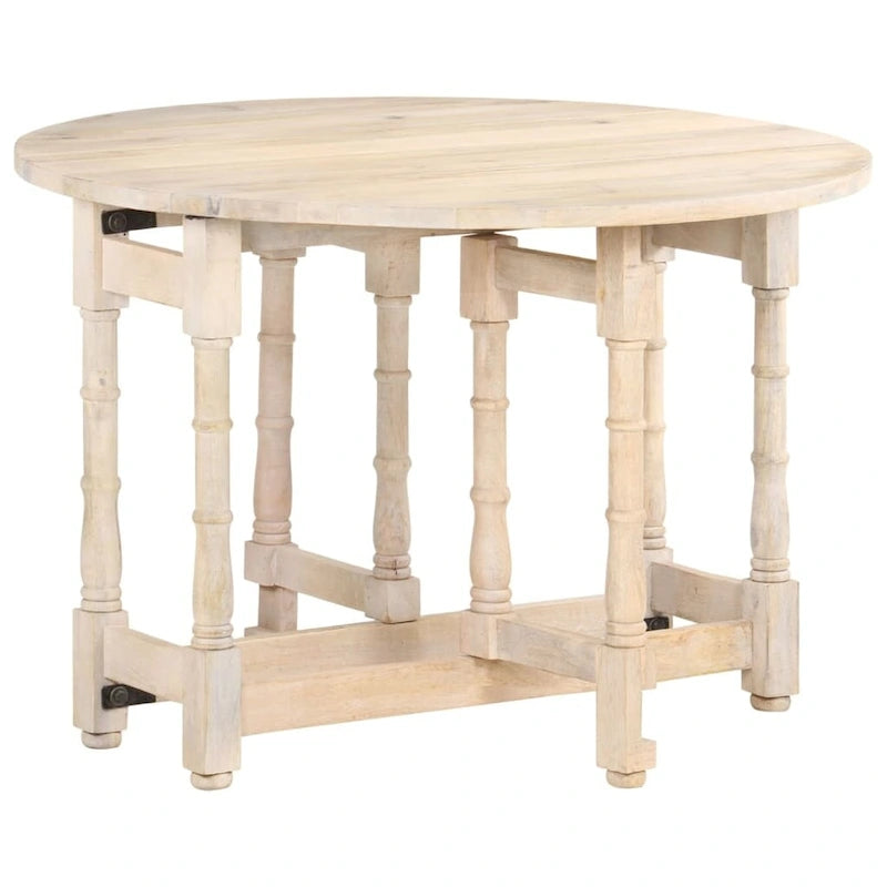 Table à manger ronde en manguier massif pour la cuisine et la salle à manger