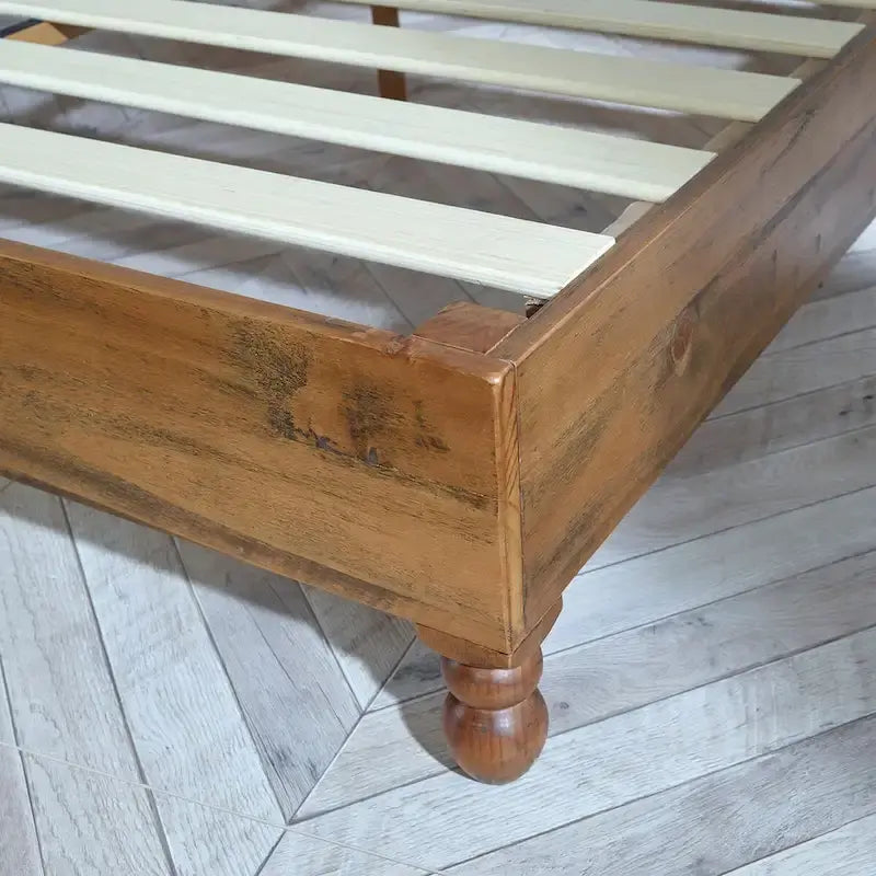 12 Inch Solid Wood Bed Frame Rustic Style Eliminates The Need for a Boxspring, Natural Finish