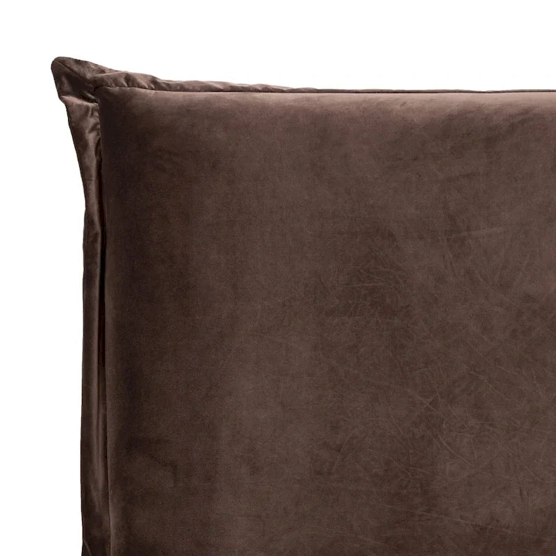Lit rembourré bas avec tête de lit oreiller surdimensionnée pour chambre moderne et douillette
