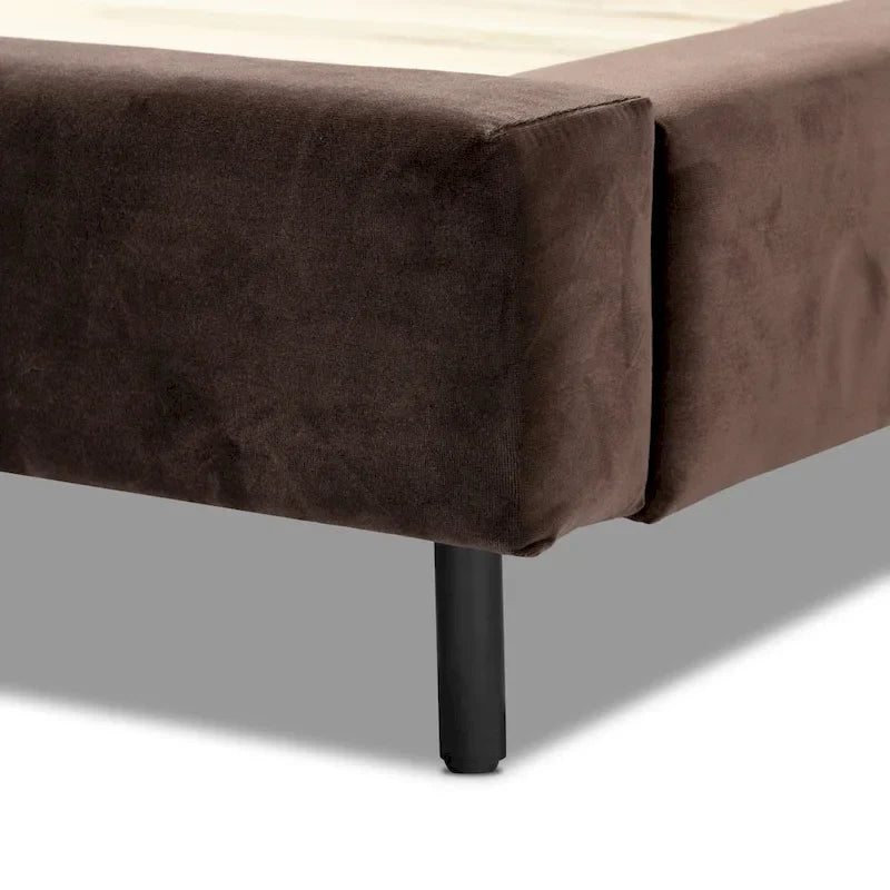 Lit rembourré bas avec tête de lit oreiller surdimensionnée pour chambre moderne et douillette