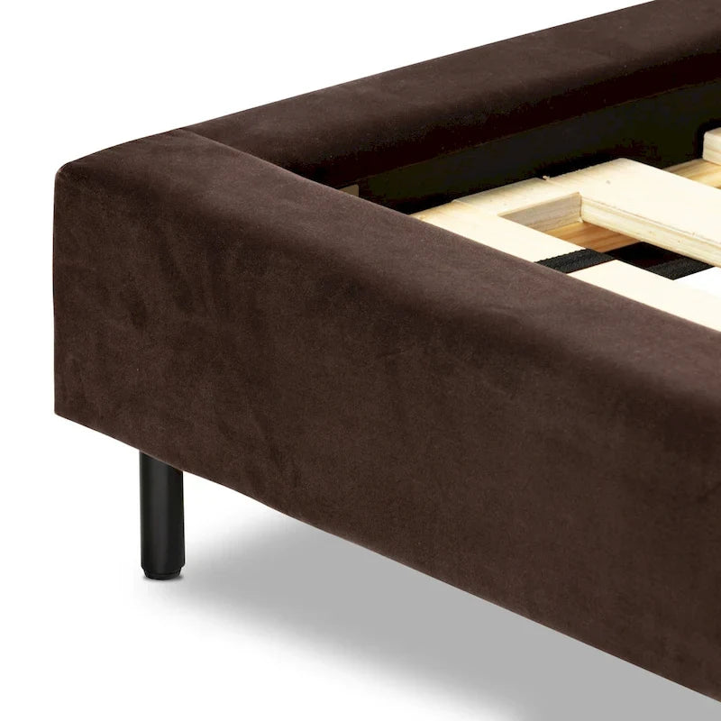 Lit rembourré bas avec tête de lit oreiller surdimensionnée pour chambre moderne et douillette