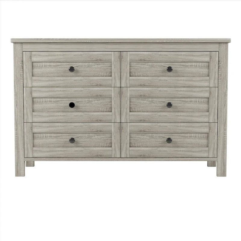 Commode en bois de style ferme rétro avec 6 tiroirs, meuble de rangement pour chambre à coucher