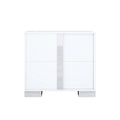 Elegant Mirrored Nightstand with Metal Handle, 2 Drawers