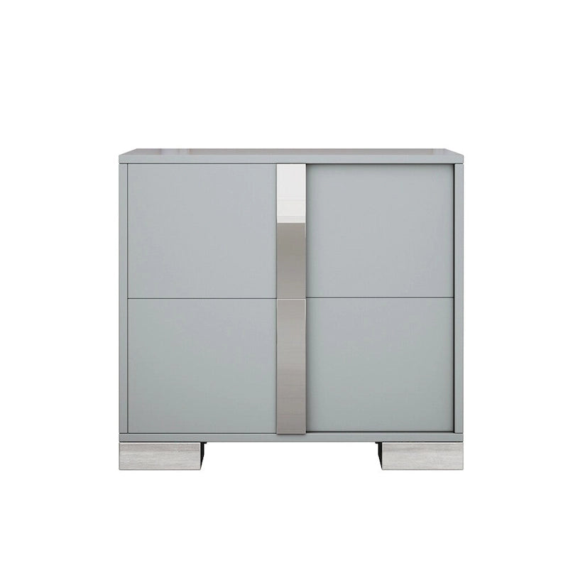 Table de chevet élégante avec miroir et poignée en métal, 2 tiroirs