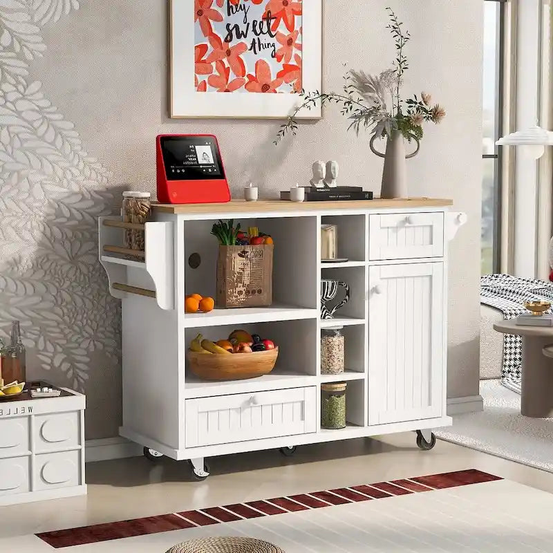 Dessert de cuisine à roulettes, Meuble de rangement, Dessus en bois massif