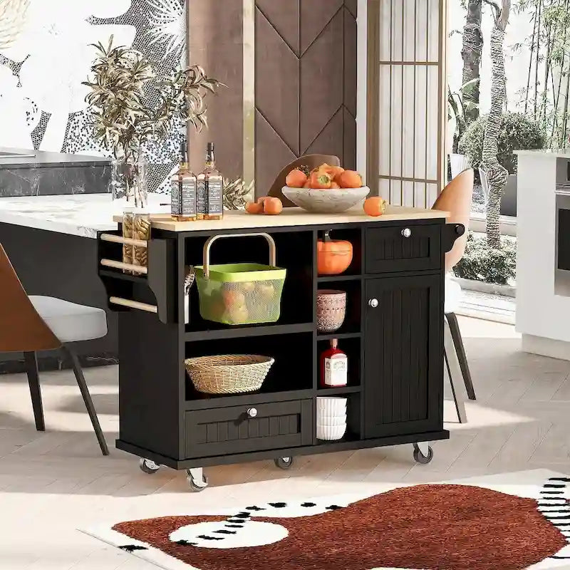 Dessert de cuisine à roulettes, Meuble de rangement, Dessus en bois massif