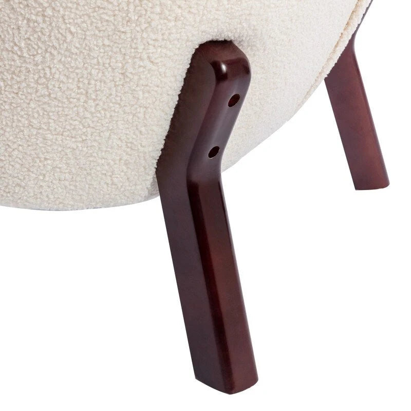 Fauteuil d'appoint, Fauteuil sans accoudoirs rembourré en peau d'agneau Sherpa, Fauteuil simple avec pieds en bois, Fauteuil de lecture moderne pour salon