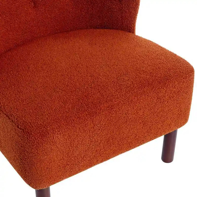 Fauteuil d'appoint, Fauteuil sans accoudoirs rembourré en peau d'agneau Sherpa, Fauteuil simple avec pieds en bois, Fauteuil de lecture moderne pour salon