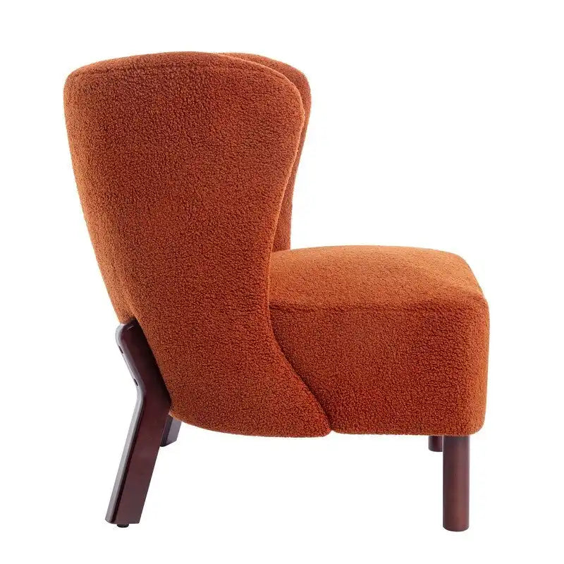 Fauteuil d'appoint, Fauteuil sans accoudoirs rembourré en peau d'agneau Sherpa, Fauteuil simple avec pieds en bois, Fauteuil de lecture moderne pour salon