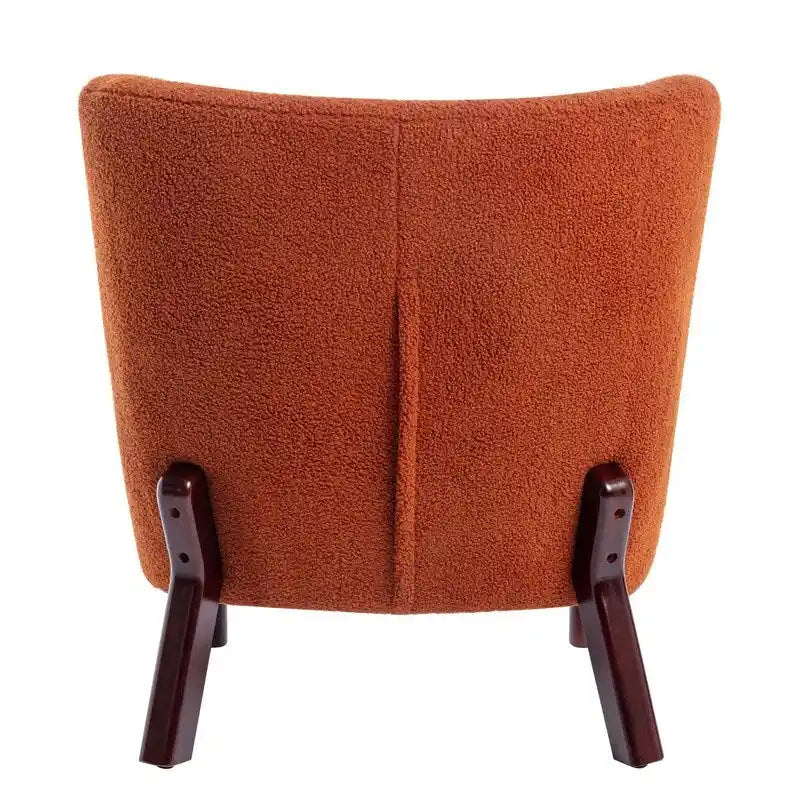 Fauteuil d'appoint, Fauteuil sans accoudoirs rembourré en peau d'agneau Sherpa, Fauteuil simple avec pieds en bois, Fauteuil de lecture moderne pour salon