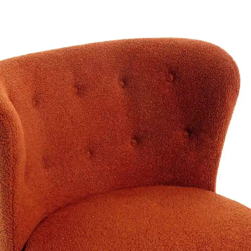 Fauteuil d'appoint, Fauteuil sans accoudoirs rembourré en peau d'agneau Sherpa, Fauteuil simple avec pieds en bois, Fauteuil de lecture moderne pour salon