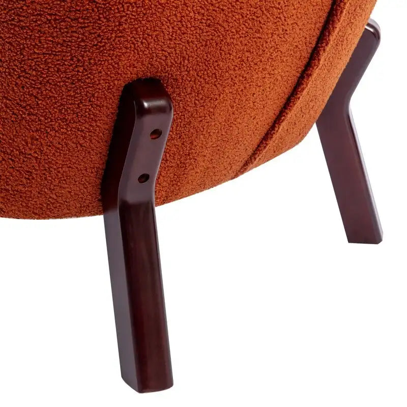 Fauteuil d'appoint, Fauteuil sans accoudoirs rembourré en peau d'agneau Sherpa, Fauteuil simple avec pieds en bois, Fauteuil de lecture moderne pour salon