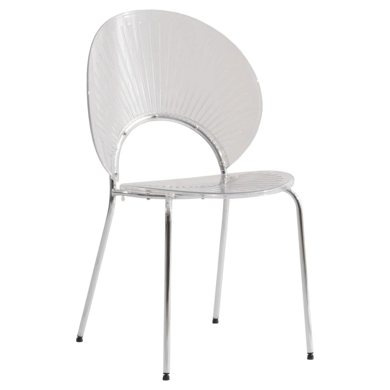 Chaise de salle à manger opulente en plastique avec piètement chromé