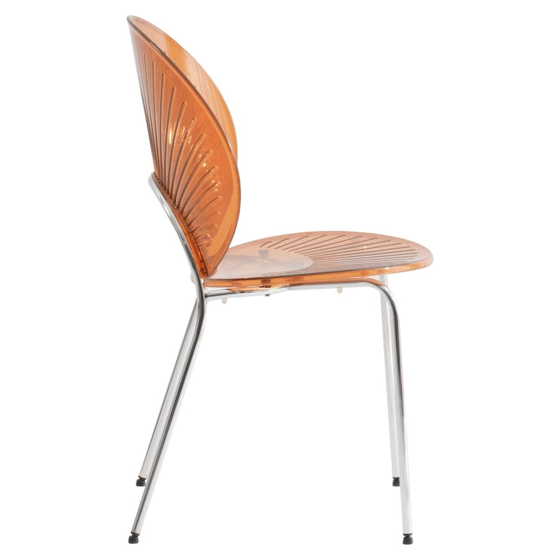 Chaise de salle à manger opulente en plastique avec piètement chromé