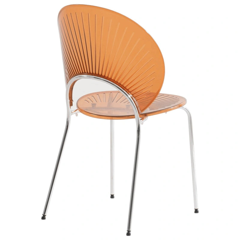 Chaise de salle à manger opulente en plastique avec piètement chromé