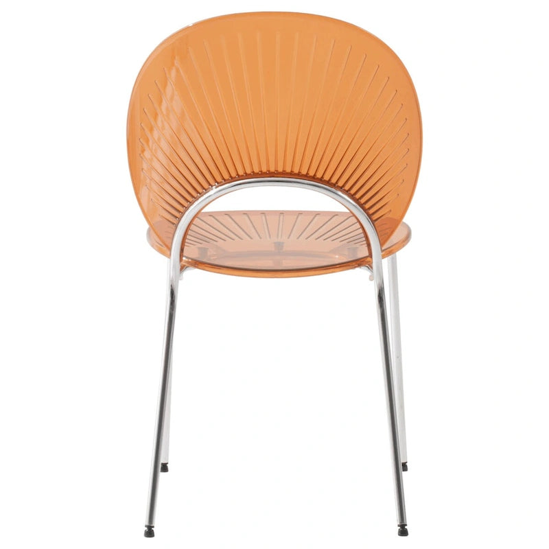 Chaise de salle à manger opulente en plastique avec piètement chromé