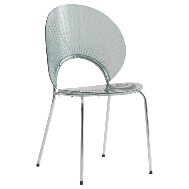 Chaise de salle à manger opulente en plastique avec piètement chromé