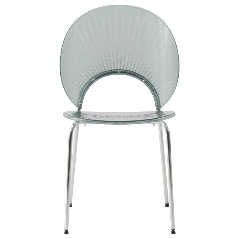 Chaise de salle à manger opulente en plastique avec piètement chromé