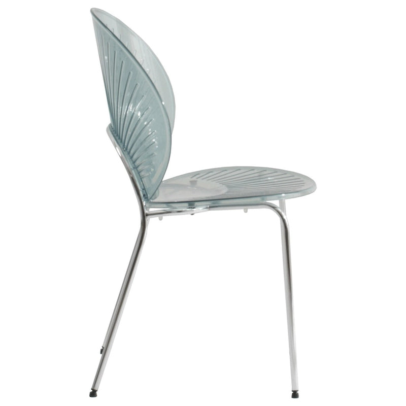 Chaise de salle à manger opulente en plastique avec piètement chromé