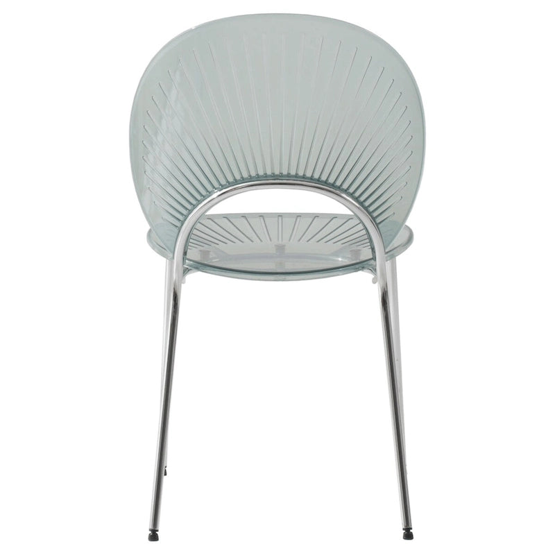 Chaise de salle à manger opulente en plastique avec piètement chromé