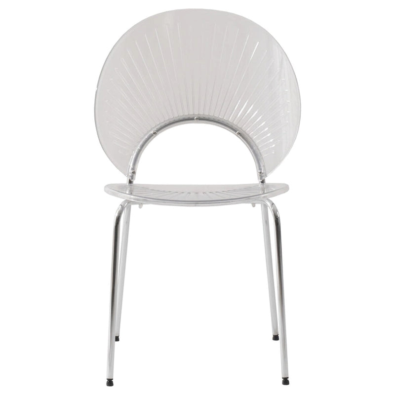 Chaise de salle à manger opulente en plastique avec piètement chromé