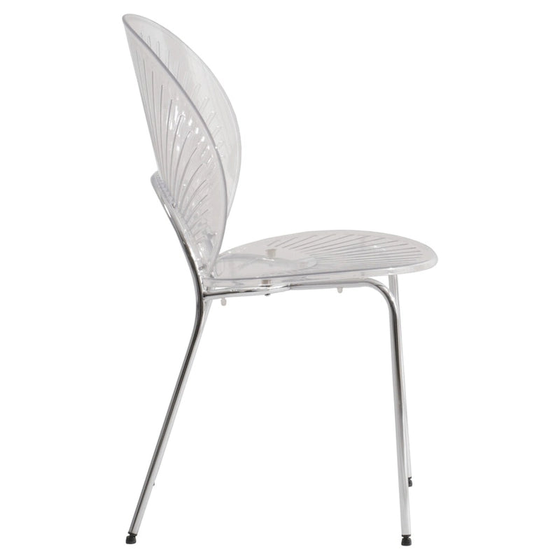 Chaise de salle à manger opulente en plastique avec piètement chromé