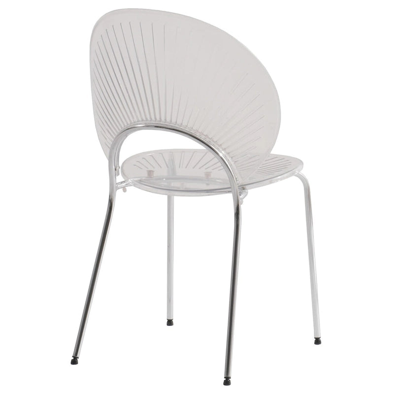 Chaise de salle à manger opulente en plastique avec piètement chromé