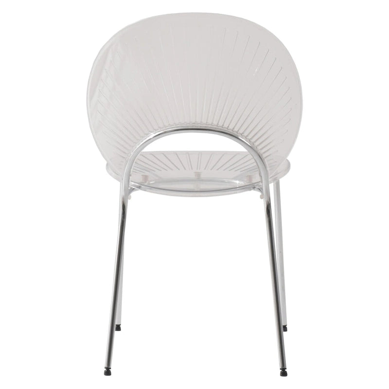 Chaise de salle à manger opulente en plastique avec piètement chromé