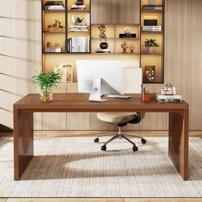 Bureau informatique de 63 pouces, bureau de direction industriel, table d'écriture rectangulaire robuste avec plateau en bois pour bureau à domicile