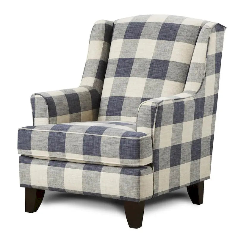 Fauteuil d'appoint à carreaux bison indigo