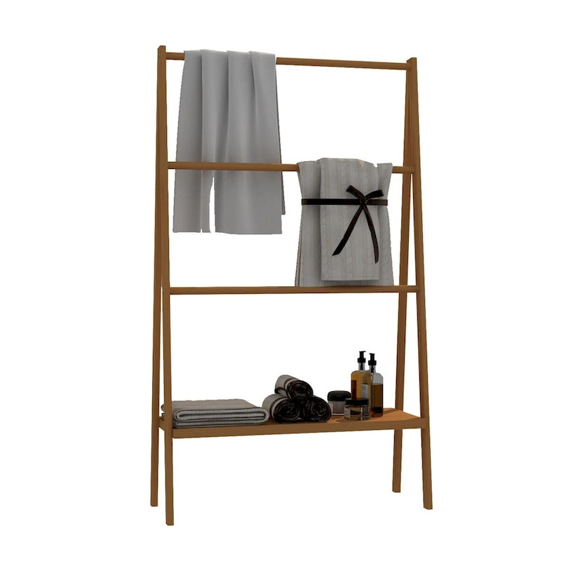 Étagère à serviettes en bambou avec étagère de rangement