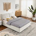 Lit plateforme Queen Size hydraulique rembourré avec rangement, tête de lit intégrée, tissu chenille, gris