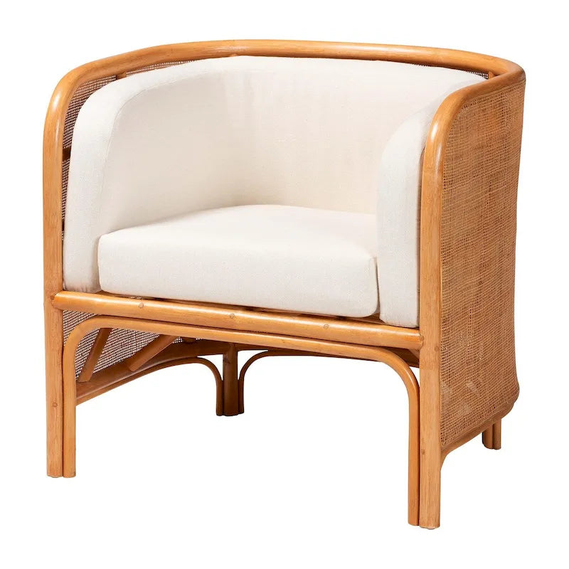Fauteuil d'appoint en rotin clair bohème