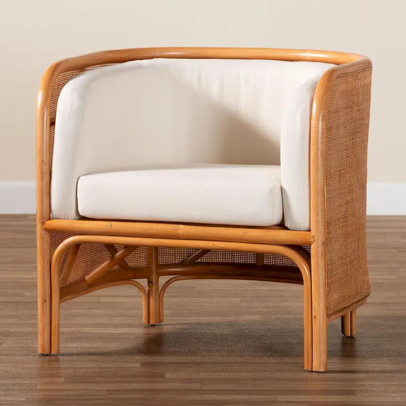 Fauteuil d'appoint en rotin clair bohème